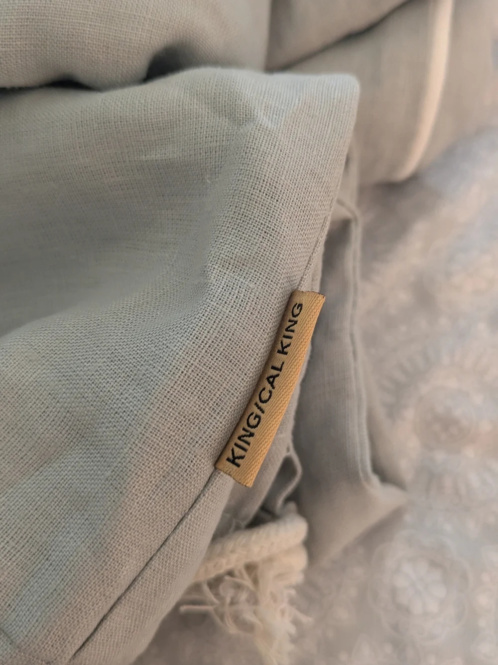 Quince European Linen Piped Duvet Cover Set King Mist
